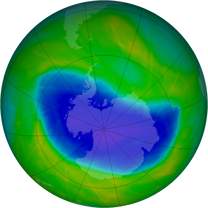 Antarctic ozone map for 11 November 2010